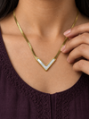 Mother-of-Pearl Chevron Pendant Necklace - view 2