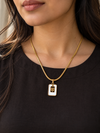 Black Crystal Square Pendant Necklace - view 1