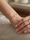 Golden Clover & Bezel-Set Stone Station Bracelet