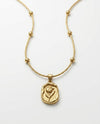 Elegant Gold Tone Beaded Chain Necklace with Tulip Flower Medallion Pendant