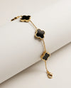 Gold-Tone Black Clover Station Chain Link Bracelet