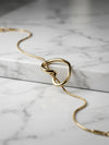 Gold-Tone Snake Chain Necklace with Sculptural Open Heart Motif
