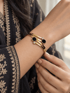 Black Onyx Double-Arc Gold Bracelet - Zuni Accessories