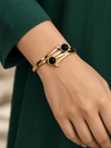 Black Onyx Double-Arc Gold Bracelet - Zuni Accessories