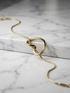 Gold-Tone Snake Chain Necklace with Sculptural Open Heart Motif - Zuni Accessories